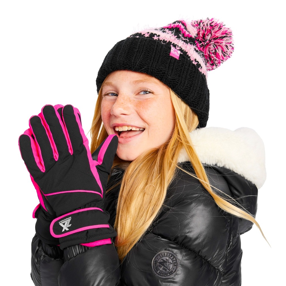 New Girls ZeroXposur winter Fashion Beanie and Ski Gloves Set